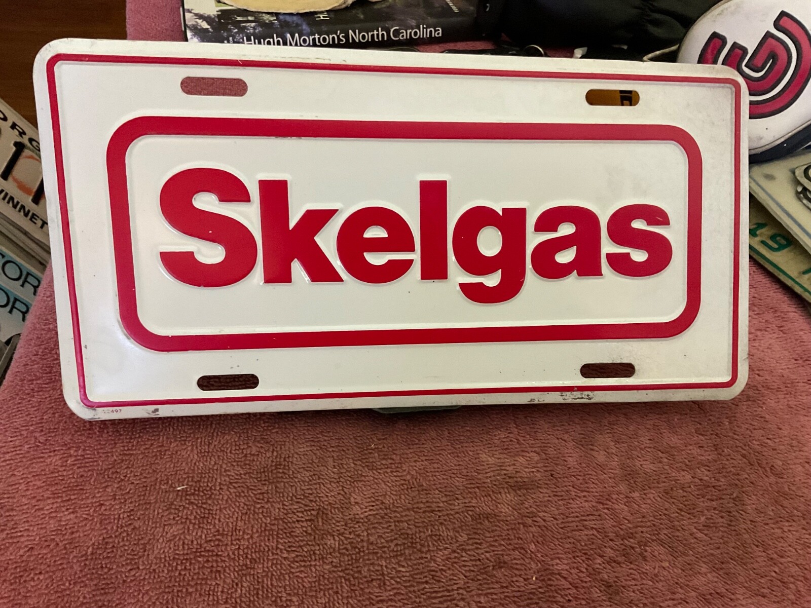 Vintage Metal License Plate Skelgas Gas & Oil