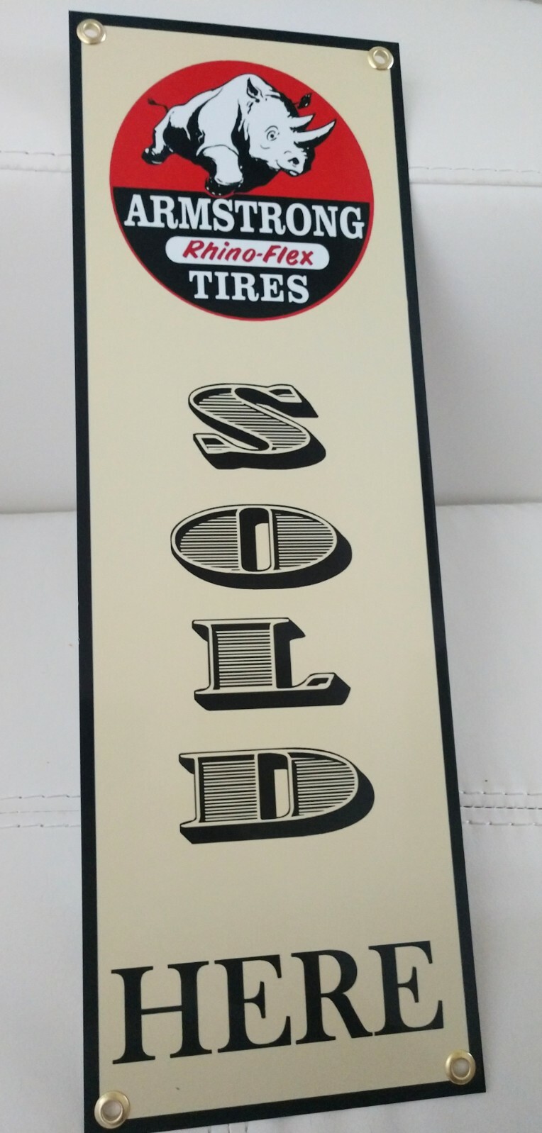 Rhino Armstrong Tire Gasoline gas motor oil sign .. 18 inches tall