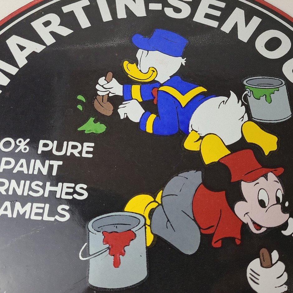 Vintage Martin Senour Paint Sign – Porcelain Varnishes Enamels Disney Gas Sign