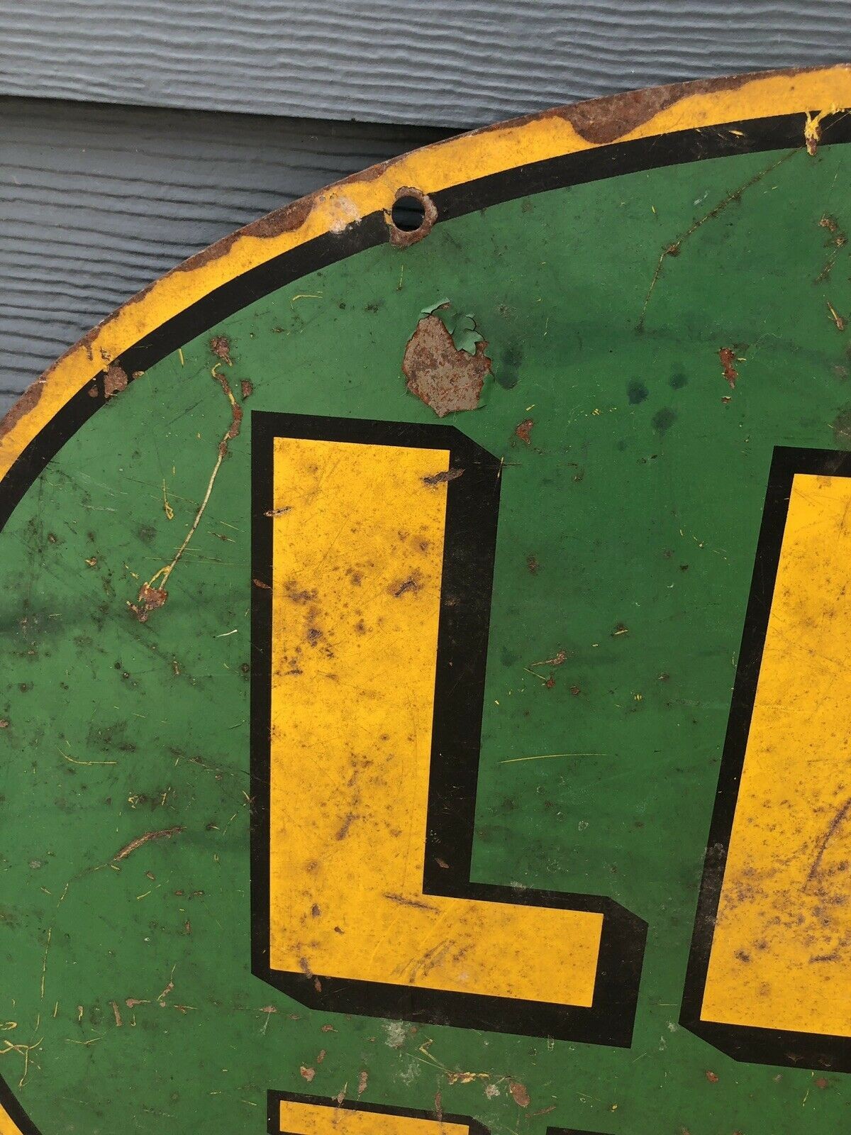 RARE & ORIGINAL 1940’s 1950’s DOUBLE SIDED HEAVY STEEL LEE TIRES SIGN….LOOK