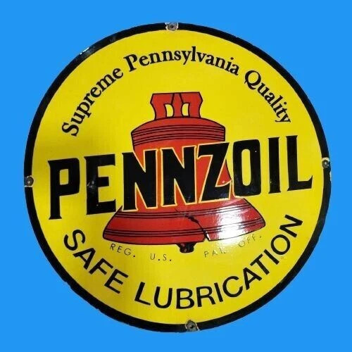 PORCELIAN PENNZOIL ENAMEL SIGN SIZE 30X30 INCHES DOUBLE SIDED