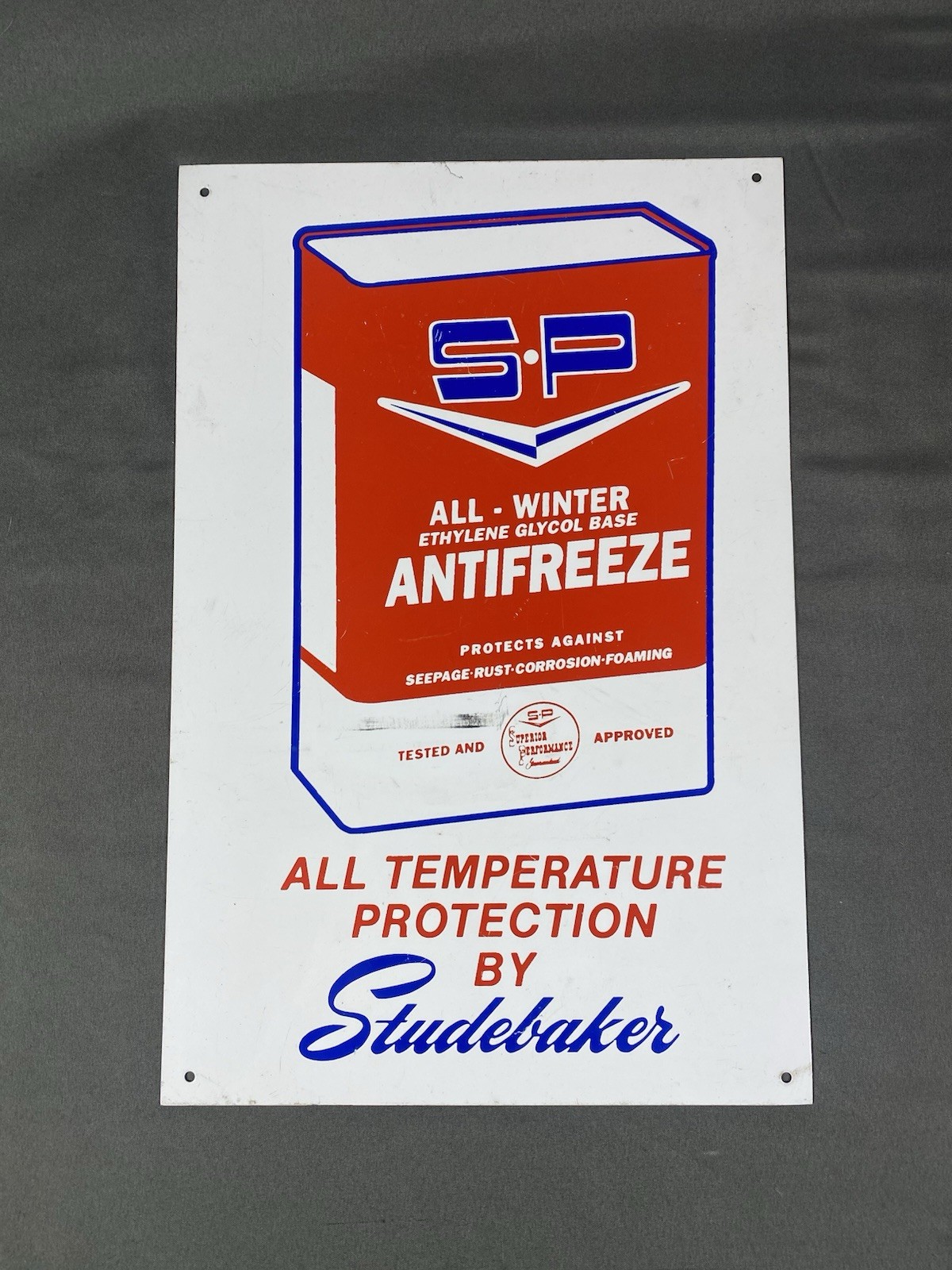 Vintage 1950’s Studebaker S.P Superior Performance Antifreeze Advertising Sign