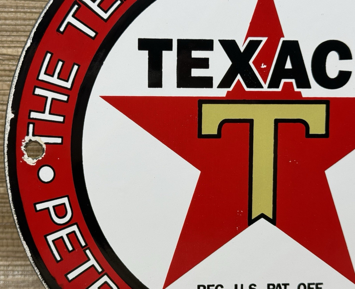 VINTAGE TEXACO MOTOR OIL PORCELAIN SIGN TEXAS GASOLINE GAS STATION PUMP PLATE