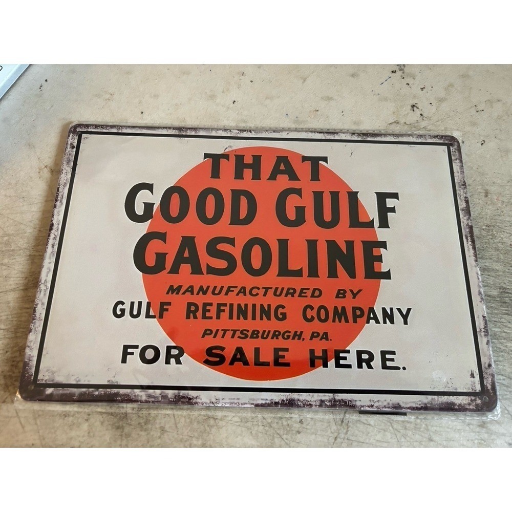 Good GULF gasoline Fuels Oil garage gas oil metal sign 12″