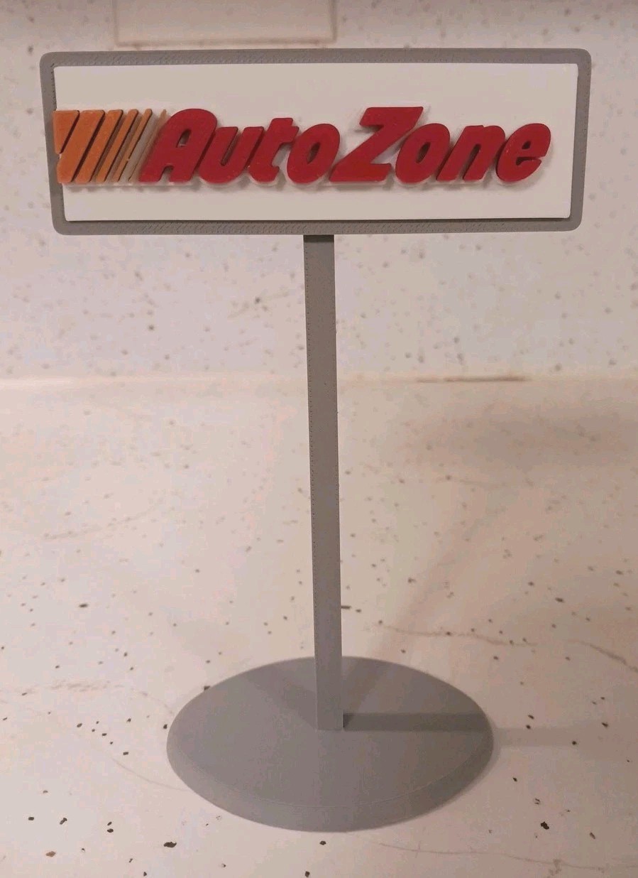 AutoZone Inspired Miniature Diorama Sign Garage Display 6″ Tall