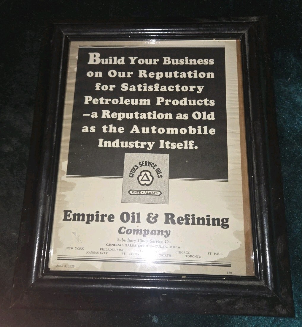 Cities Service Oil Store Advertising Framed Store Bulletin 139 June 5th, 1929