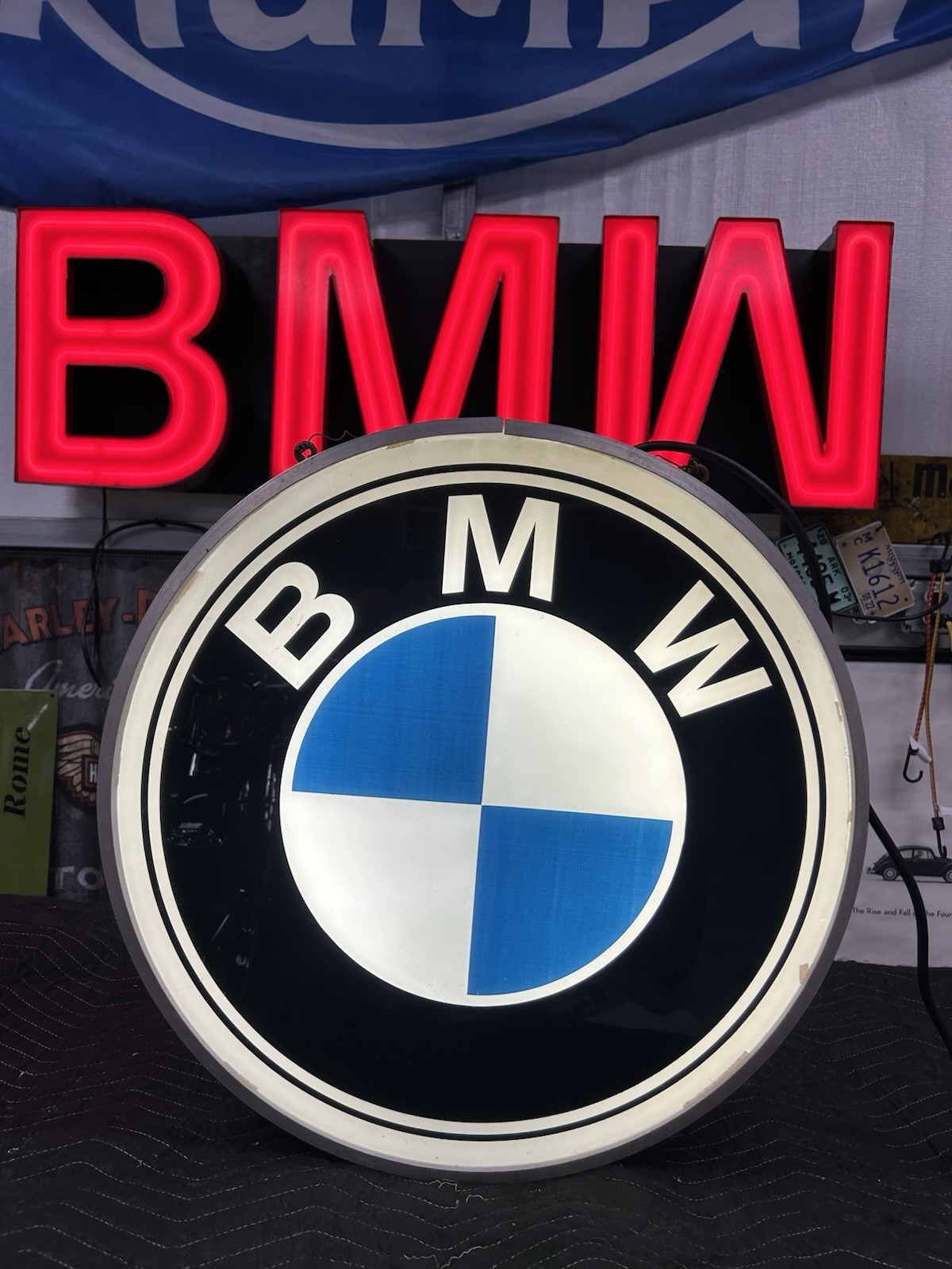 BMW Double Sided Illuminated Dealer Sign Underwriters Rare Collectible