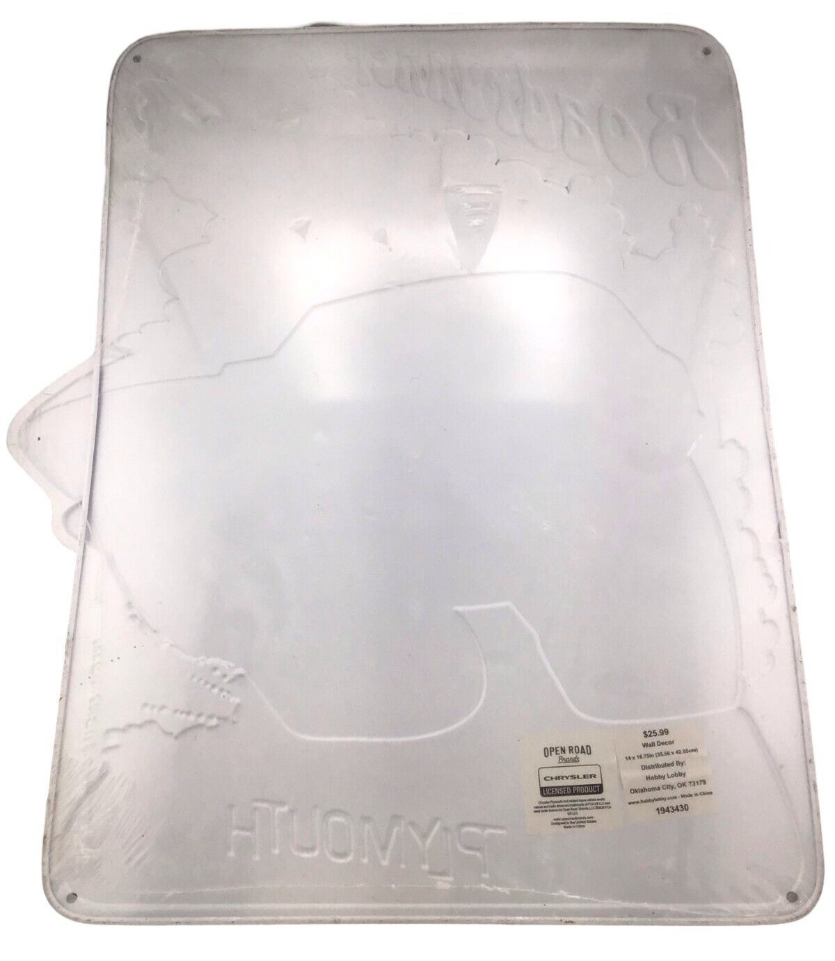 Chrysler Open Road Metal Wall Decoration ROAD RUNNER PLYMOUTH 14 x 16.75 in