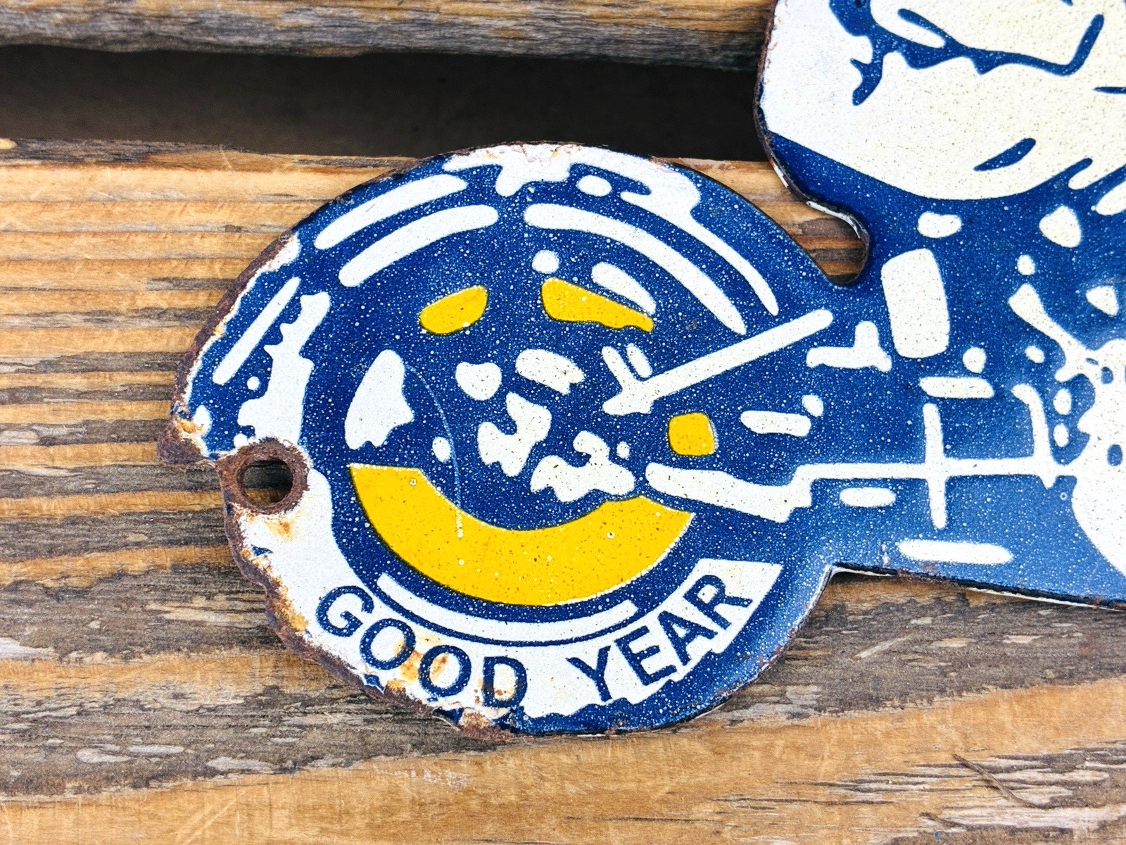 VINTAGE GOOD YEAR TIRES SALES & SERVICE MOTORCYCLE PORCELAIN GASOLINE GAS SIGN