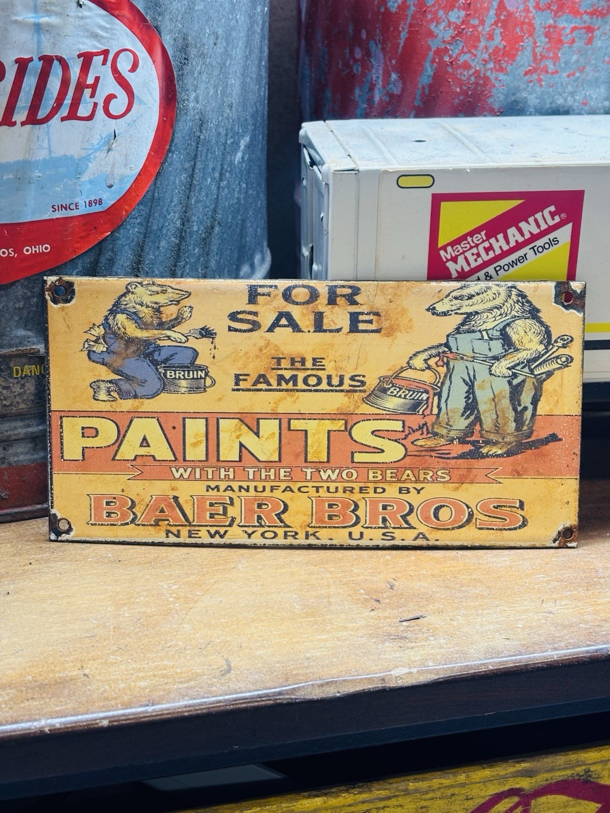 Baer Bros Paint Porcelain Advertising Sign 8 inches