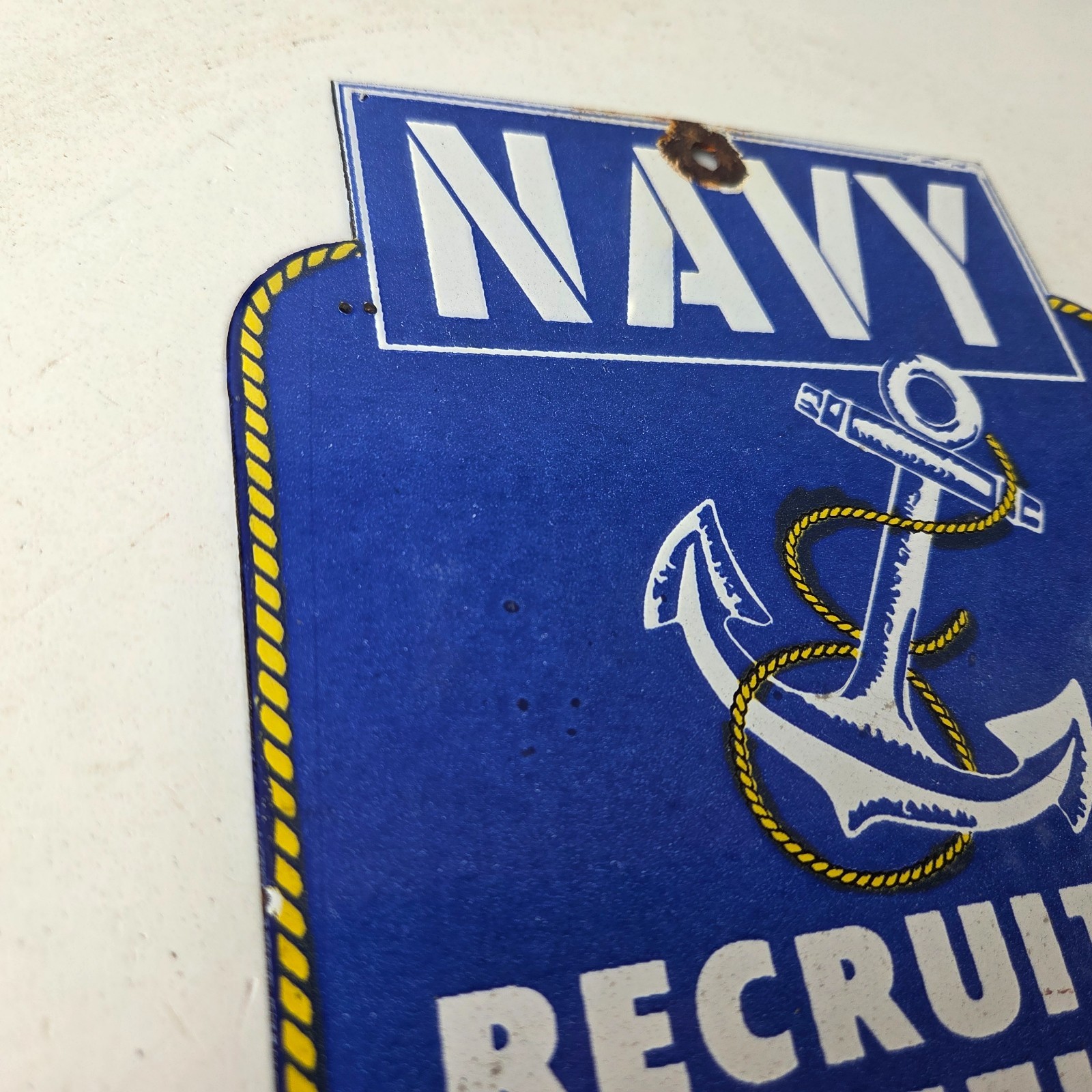 Vintage Navy Recruiting Office Sign – American Military Gas Pump Porcelain Sign