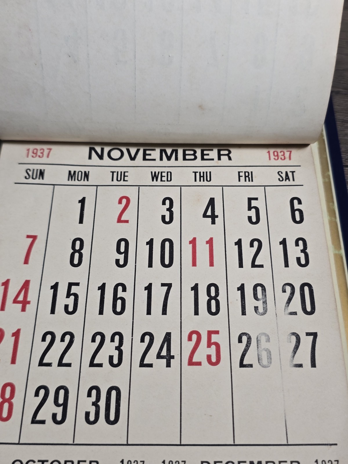 1939 Marlow Coal. Co. Washington D.C. Blue Celluloid Calendar Sign White Oak