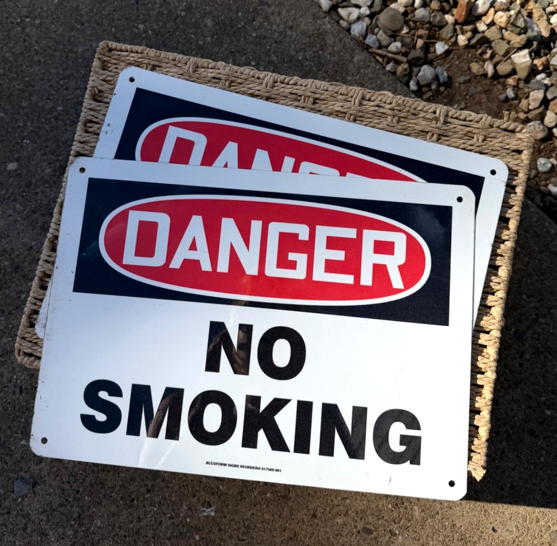 Retro Danger No Smoking 14×10 Metal Signs Aluminum Industrial Decor (Lot of 2)