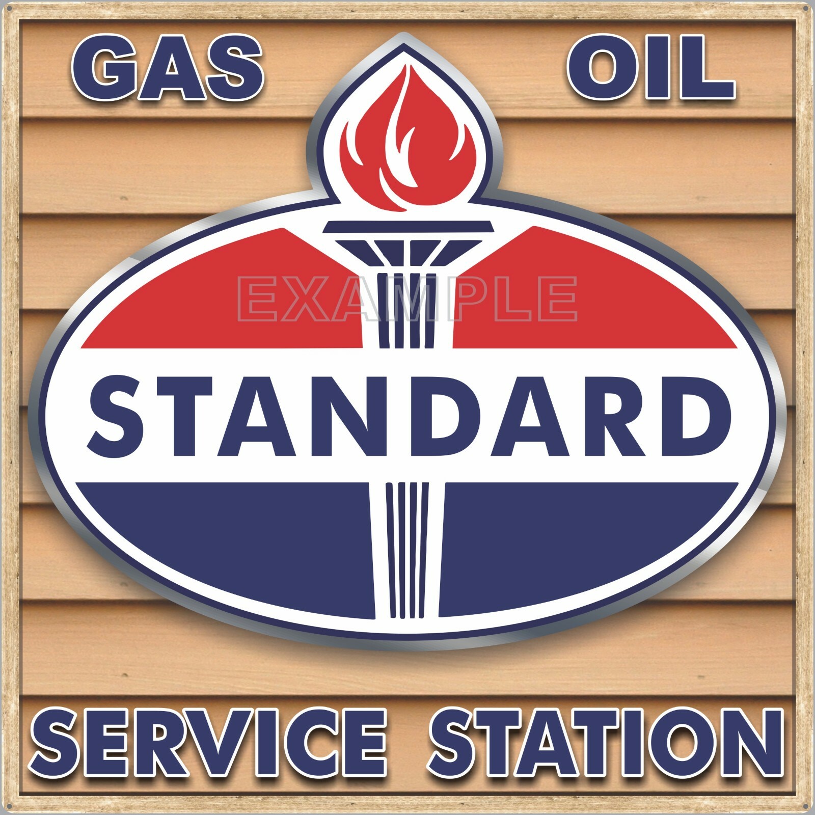 STANDARD OIL GAS SERVICE STATION SIGN REMAKE SQUARE ALUMINUM SIZES UP TO 3′ X 3′