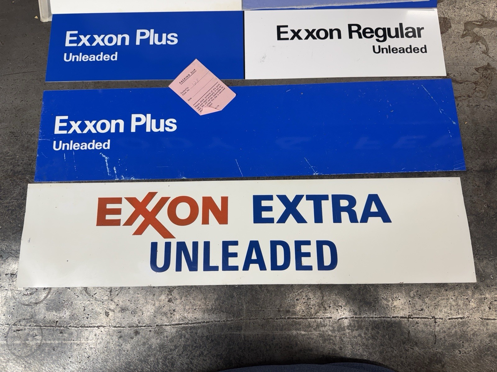 Group Of NOS Exxon Regular/Extra Gas Oil Pump Panel Signs