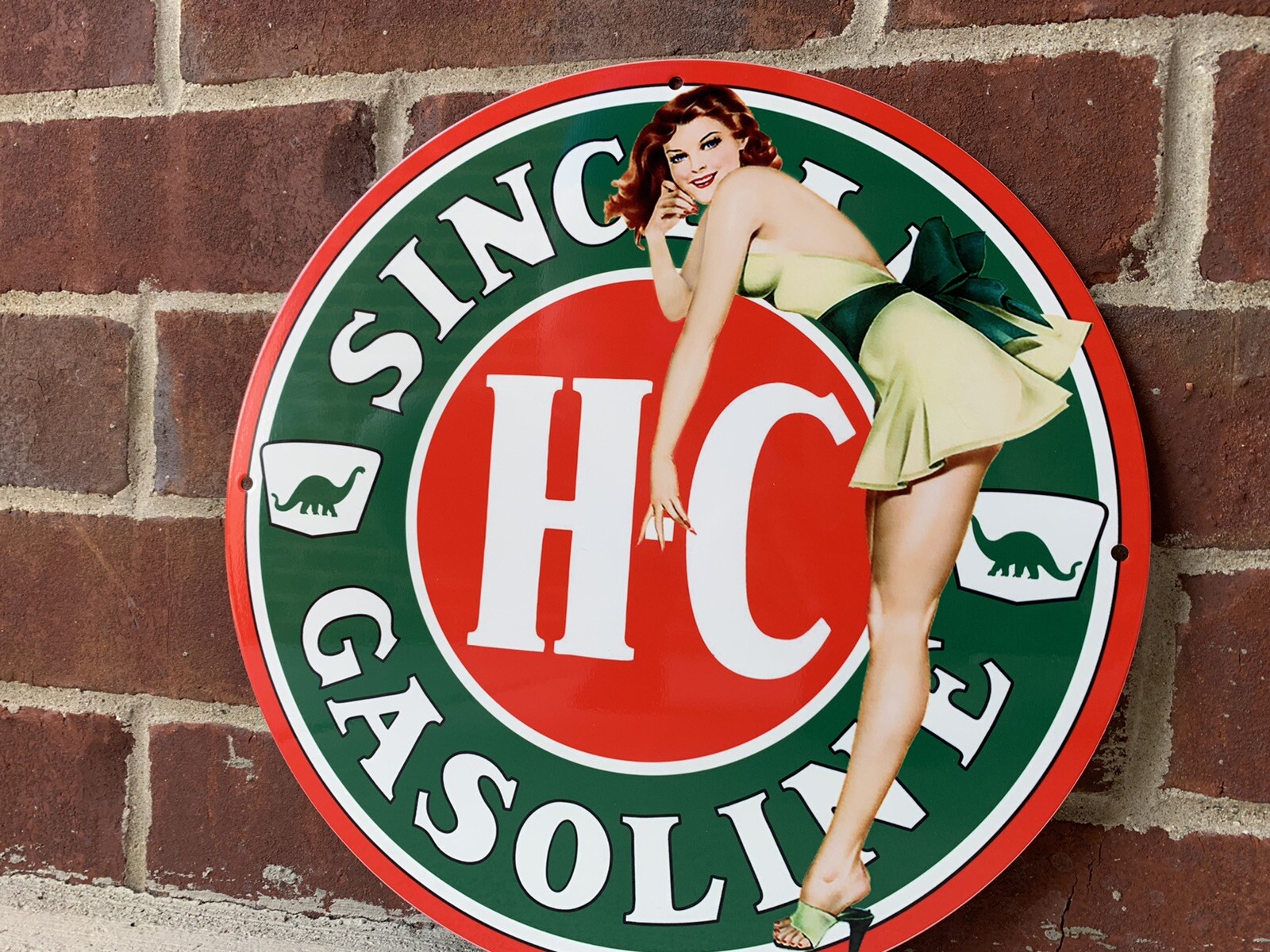 12in SINCLAIR HC Gasoline MOTOR OIL Vintage Style Heavy Steel Sign Pump Plate