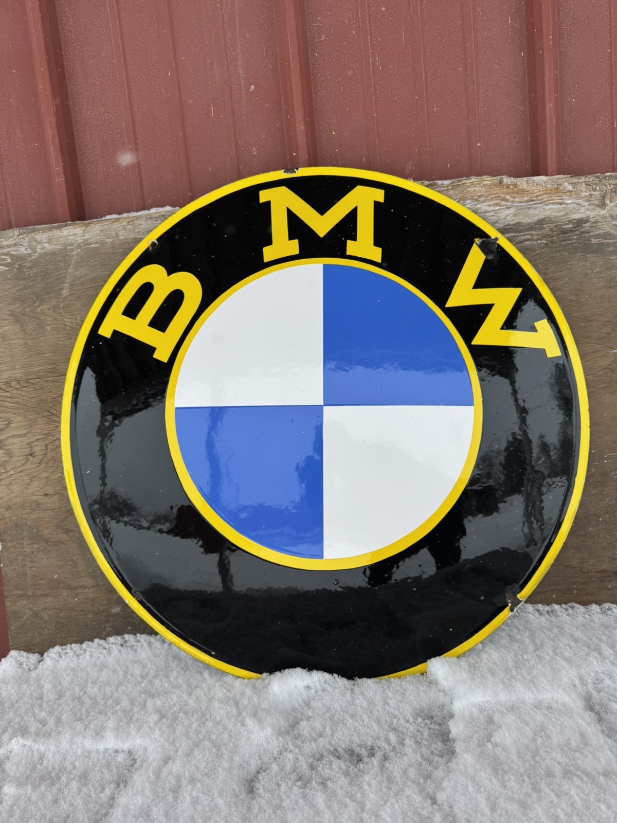 Original BMW Motorcycle Dealership Porcelain Sign Convex TAC Authenticated