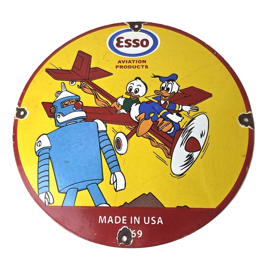 Vintage Esso Sign – Gasoline Service Station Porcelain Sign