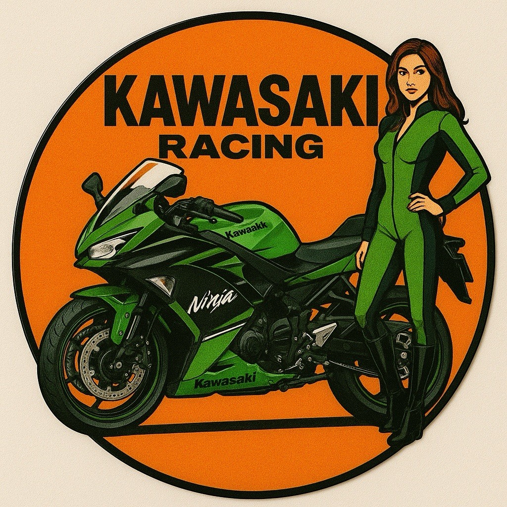 12 Inches Kawasaki Girl Ninja Retro Style Motorcycle Garage Man Cave Sign