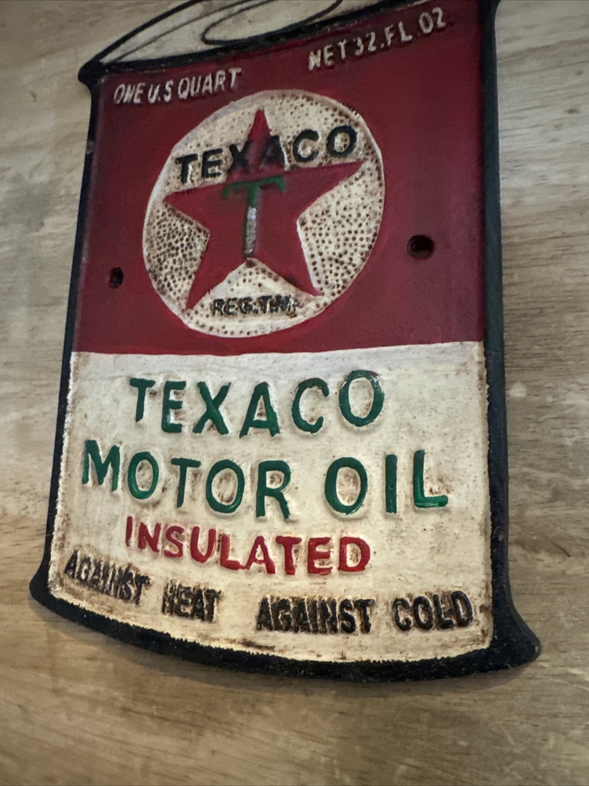 Texaco Oil Sign Plaque Coal Collector Man Cave Gas Advertisement 1/4 inch METAL
