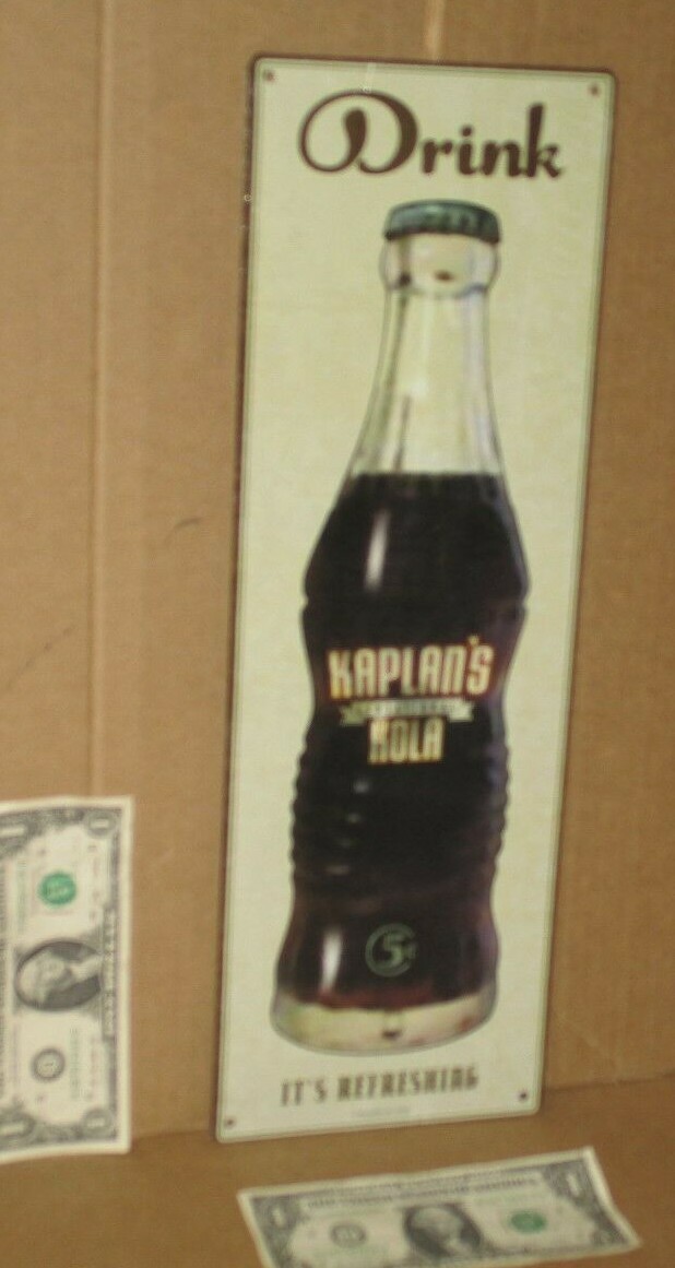 KAPLAN’S KOLA – Soda Pop -SOFT DRINK – Kaplan Cold Drink – OLD GLASS BOTTLE Sign