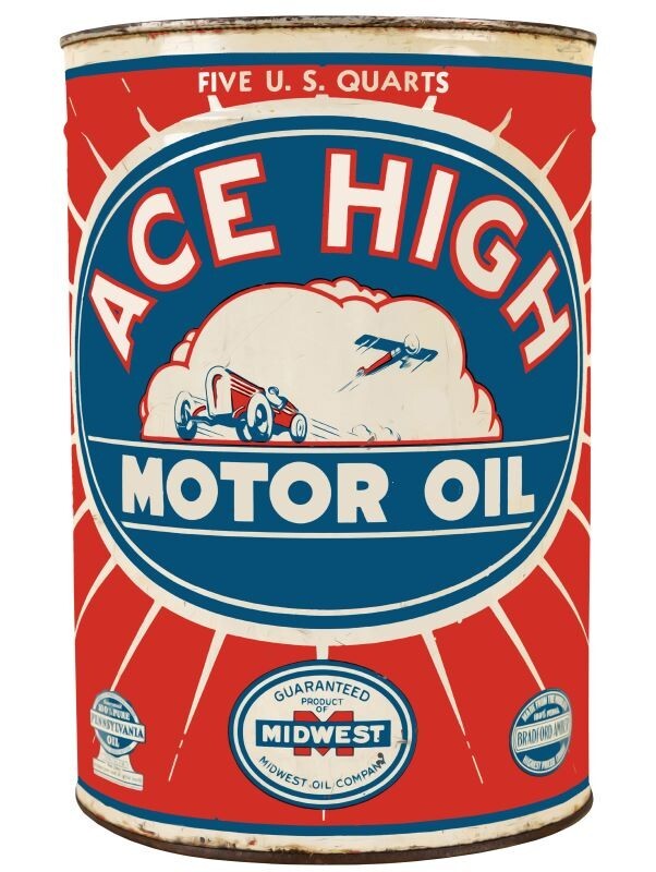 ACE High Motor Oil by Midwest Oil Co. DIECUT NEW Sign 40″ Tall USA STEEL 15 Lbs.