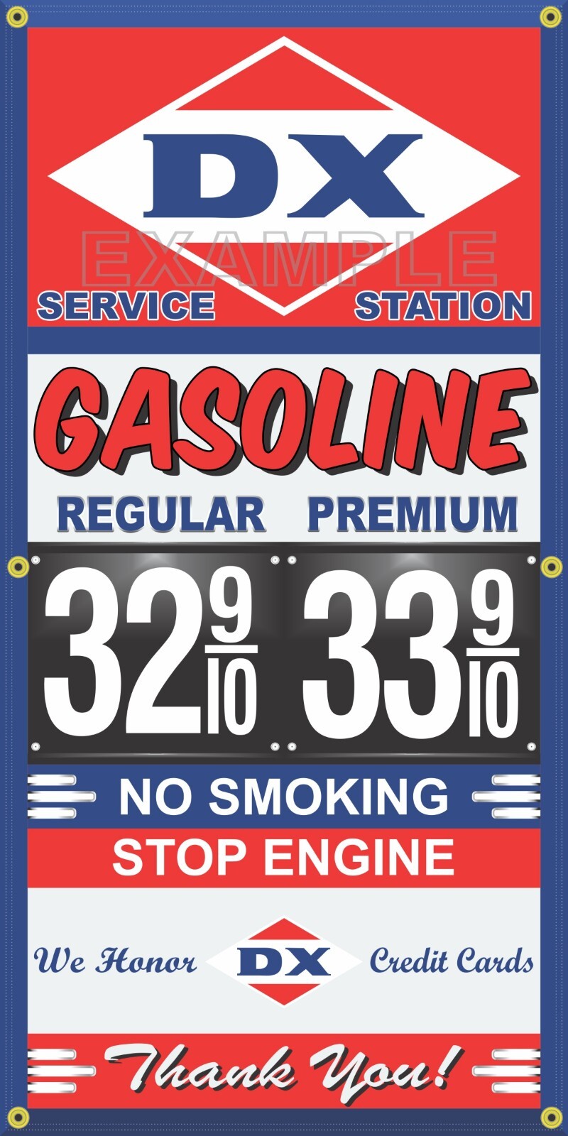 DX GAS STATION PRICE PER GALLON VINTAGE OLD SIGN REMAKE BANNER SIGN SIZE OPTIONS