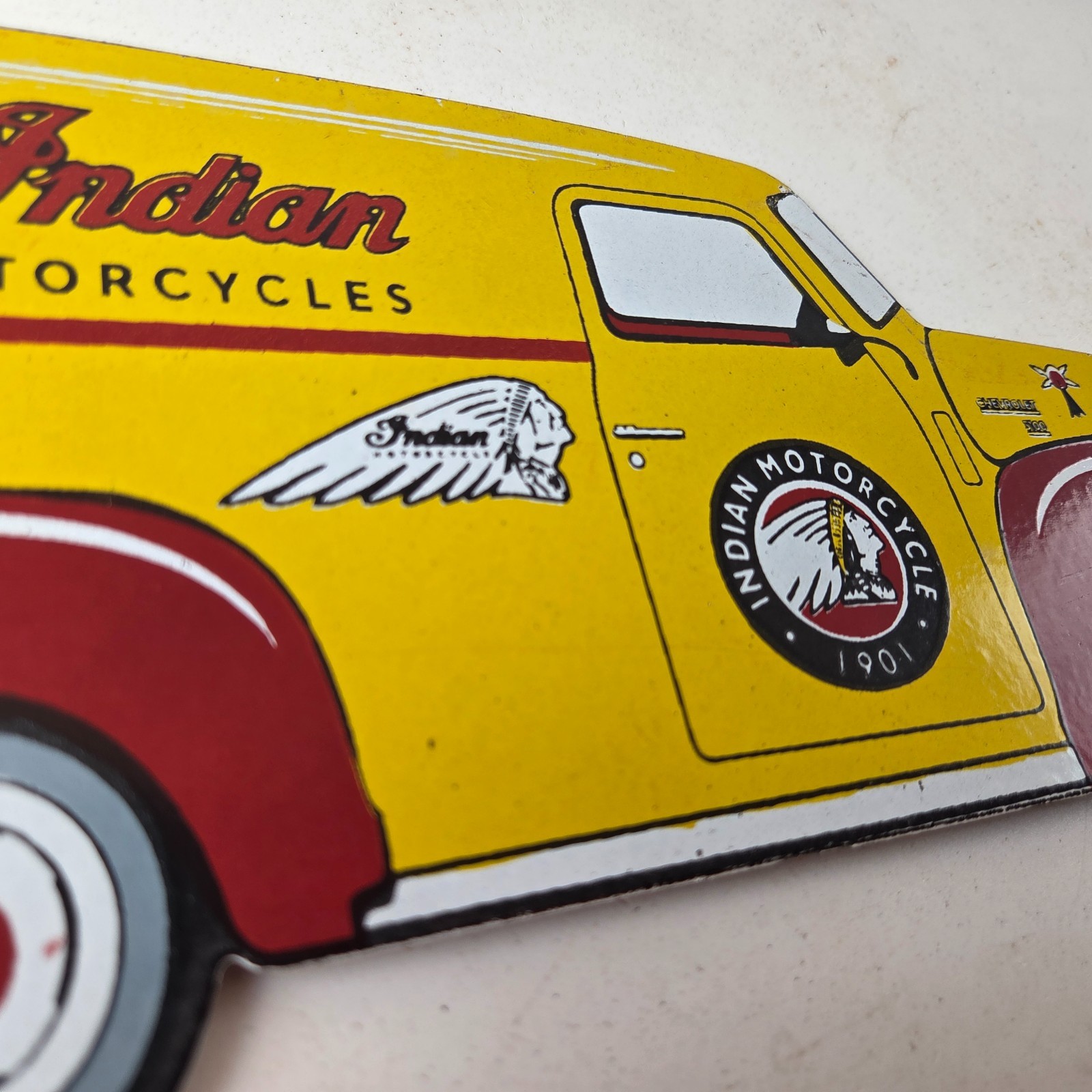 Vintage Indian Motorcycles Sign – Gas Motor Oil Truck Pump Porcelain Sign
