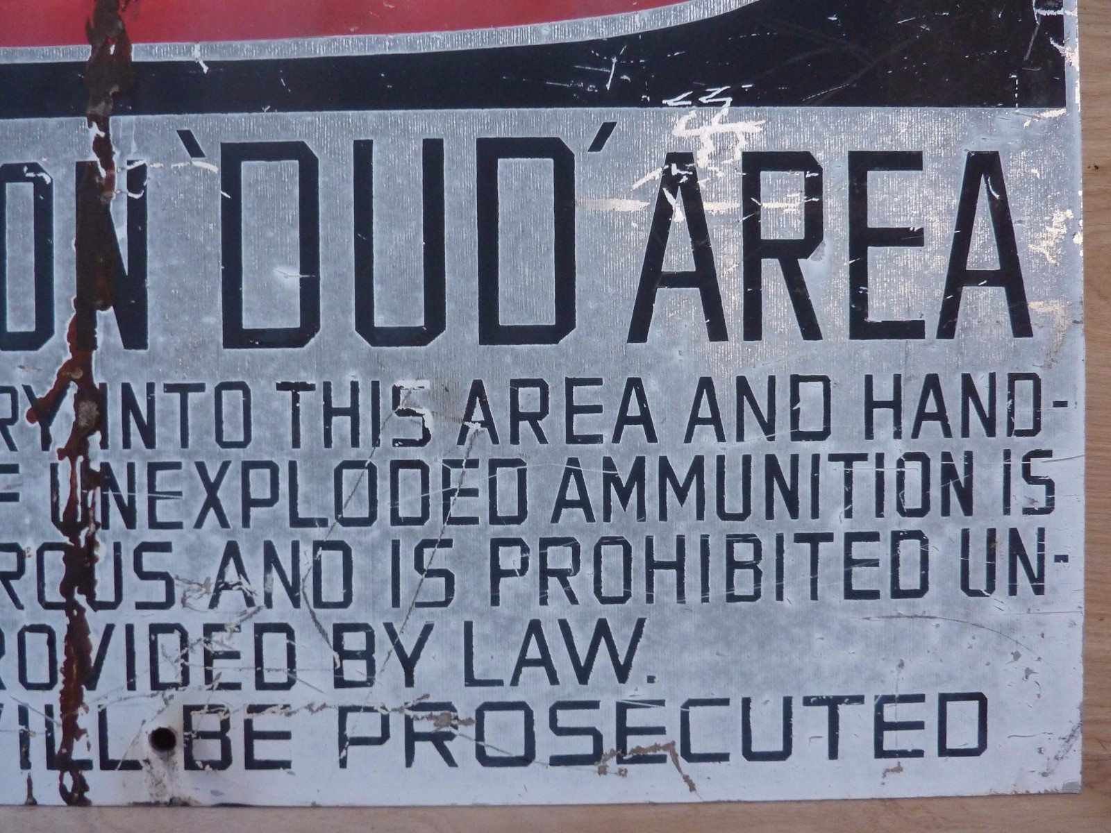 DANGER AMMUNITION ‘DUD’ Area Old Retired Sign metal military explosives safety