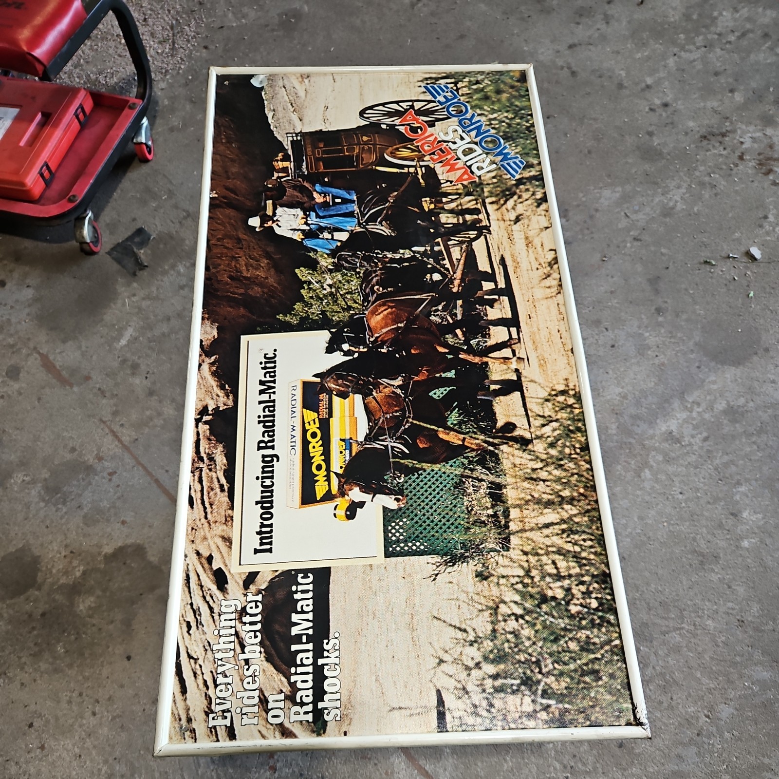 Stout Industries, America Rides Monroe, Radial-Matic Shocks, Metal Sign