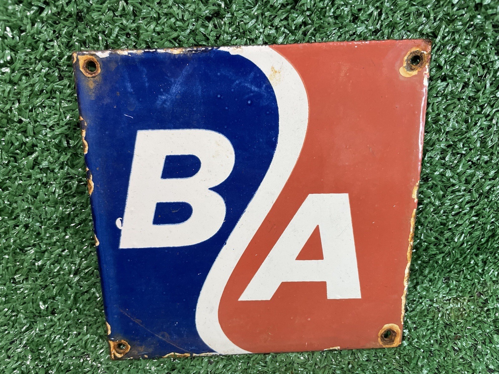 VINTAGE BRITISH AMERICAN OIL PORCELAIN SIGN GAS COMMERCIAL REFINING LUBRICANTS