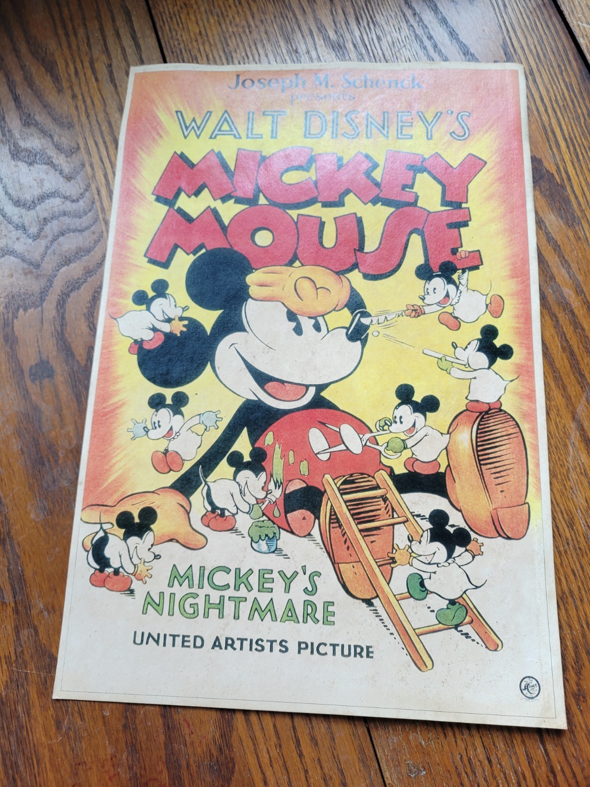 Vintage DISNEY MOVIE Poster cartoon lobby theater room MICKEY MOUSE