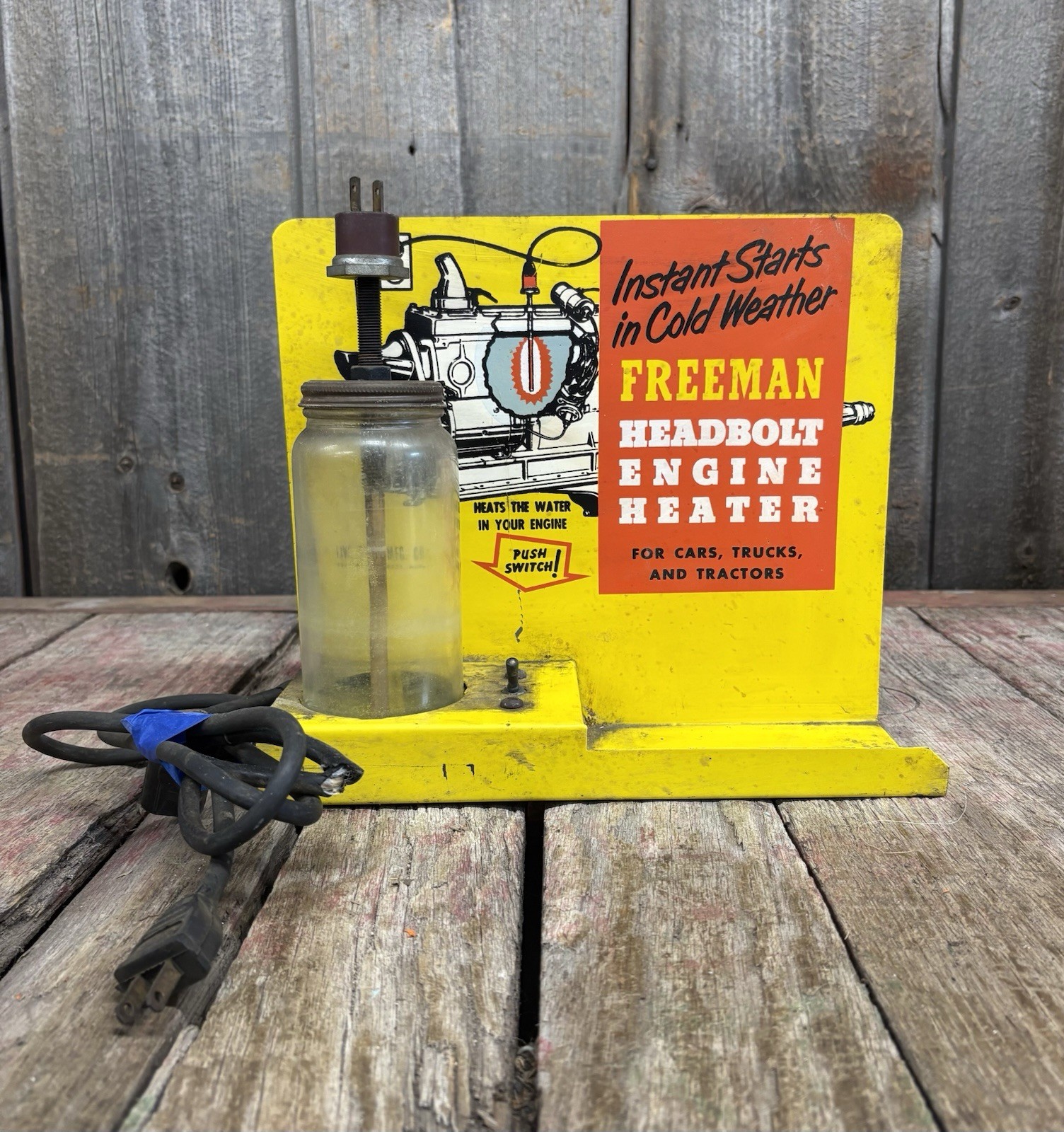 Vintage 50s/60s Freeman Headbolt Engine Heater Gas Station Counter Top Display