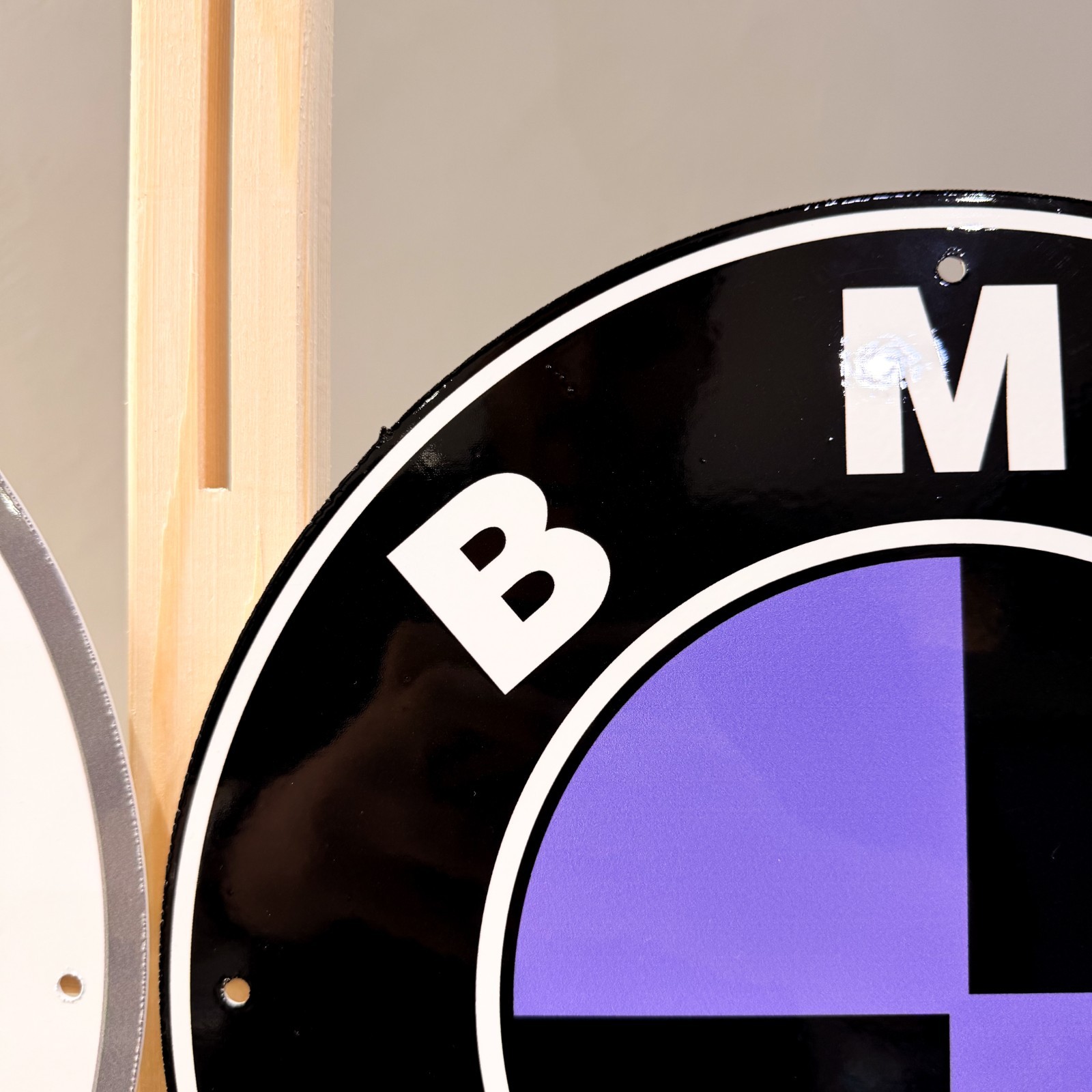 BMW White Blue & Black Purple Logo Heavy Metal Sign Set – 30 cm (11.8”)