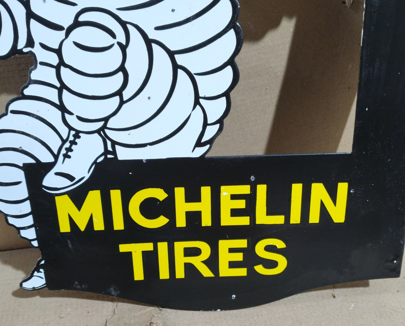 Michelin Tires Porcelain Enamel Sign 22 x 18.5 Inches 2 Sides