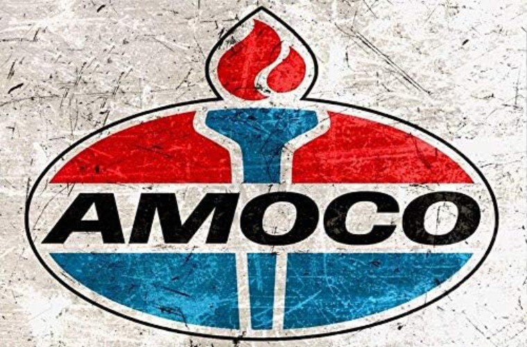 Amoco Gas Oil Station Pump Tin Metal Sign Retro Vintage Wall 8×12