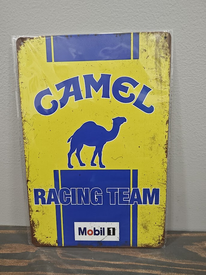 Camel Racing Team Mobil 1 12 x 8 inch Metal Sign Distressed