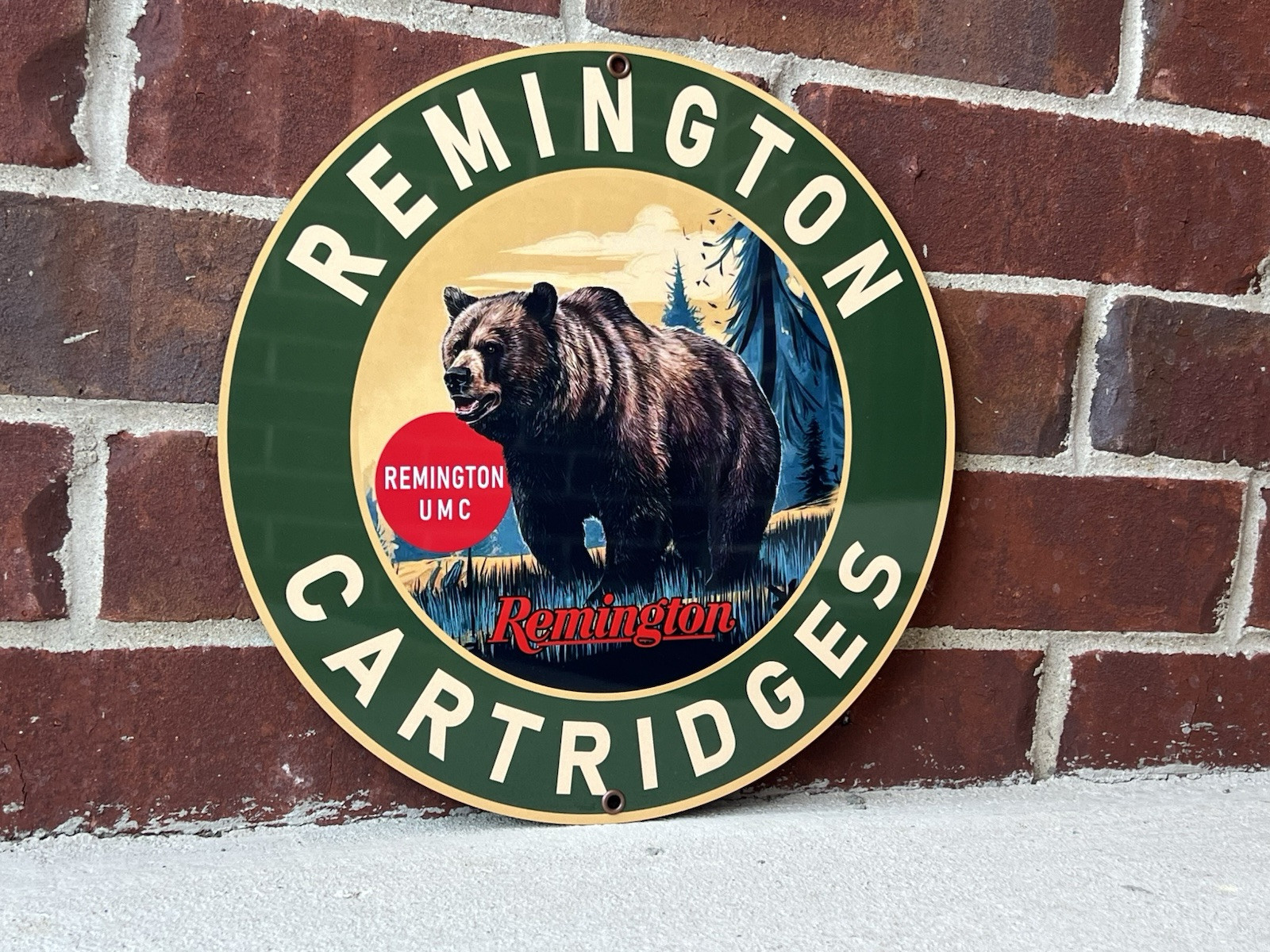 Remington Bear Carriages Load Vintage Style Round Sign ammunition ammo