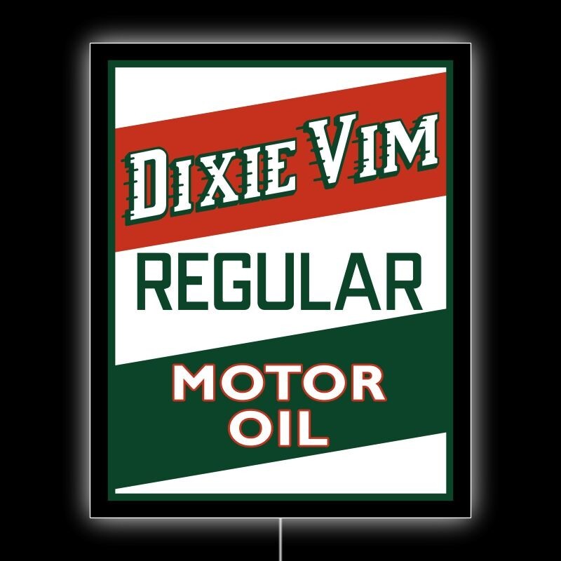 Dixie Vim Regular Motor Oil NEW LED Hanging Lighted Sign: 18×23″