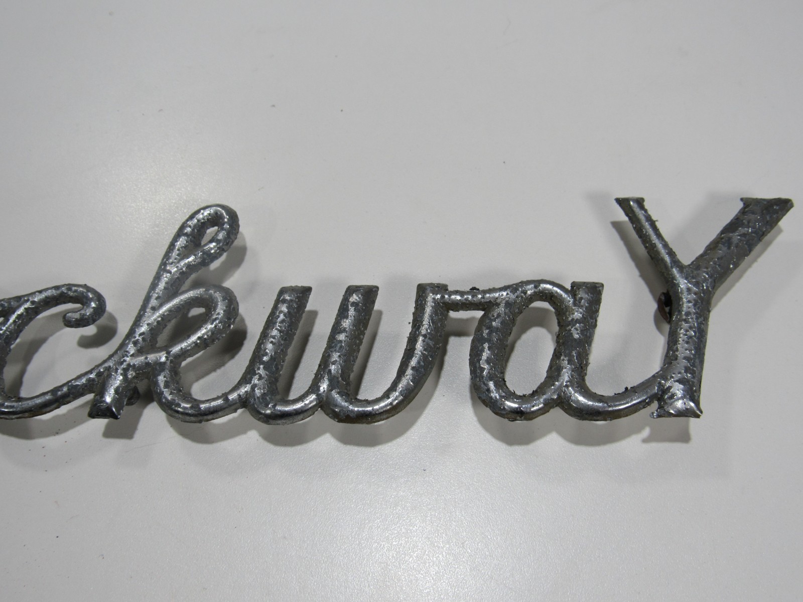 VTG 1959 BROCKWAY Heavy Duty Truck Emblem Name Badge Metal Badge Tag Fire Oil TX