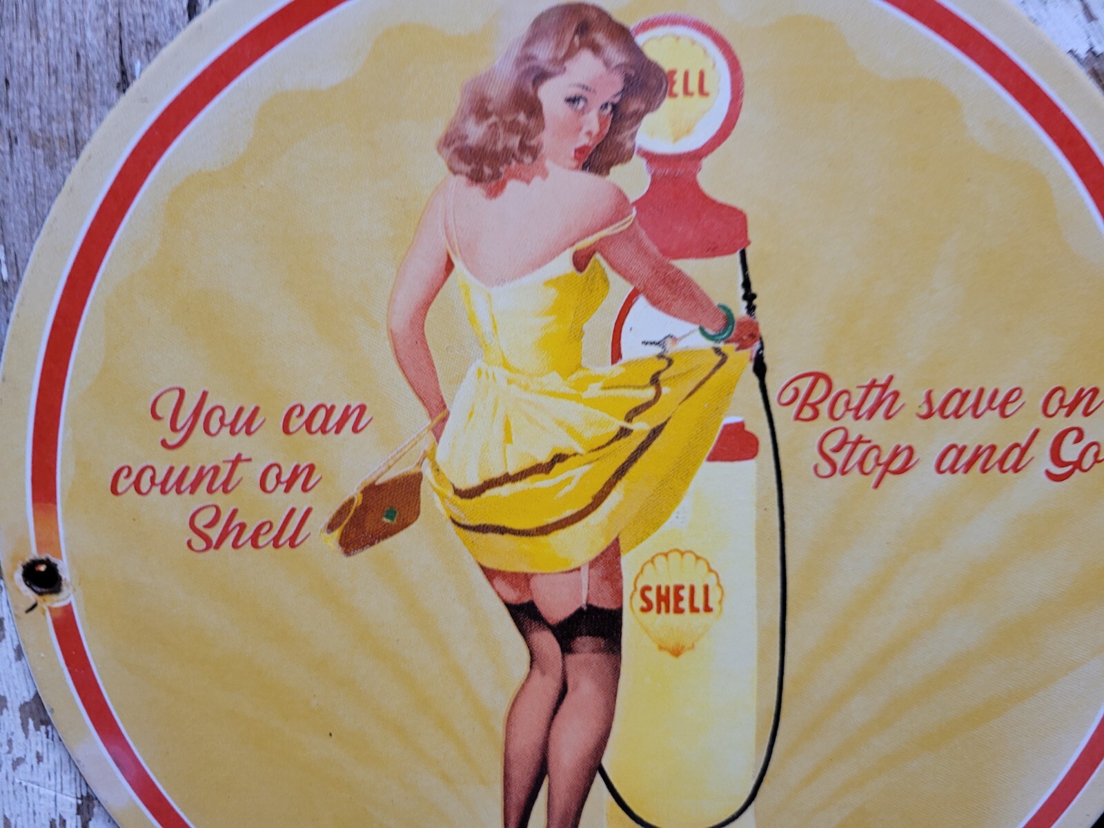 VINTAGE PORCELAIN SIGN OLD 12″