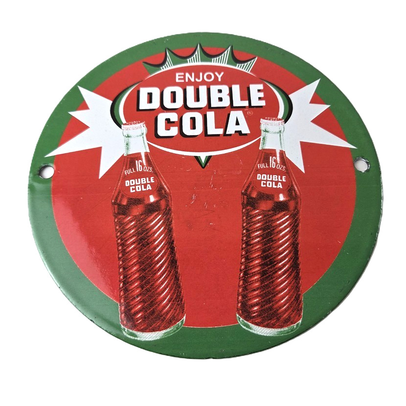 Vintage Double Cola Sign – Soda Cola Beverage Gas Service Station Porcelain Sign