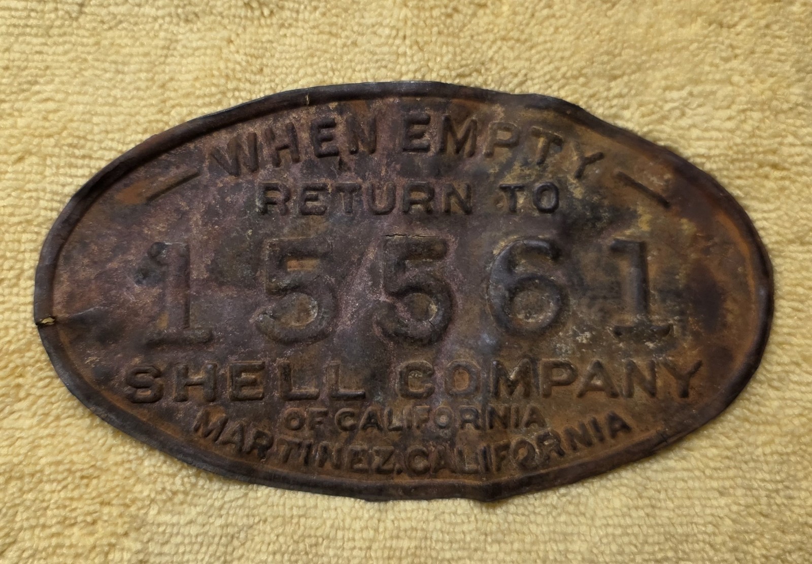 Vintage Shell Oil Company Metal Gas Pump Tag RARE