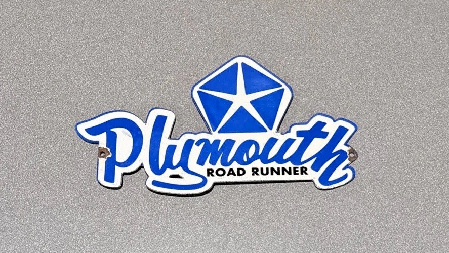 VINTAGE 12” PLYMOUTH DODGE MOPAR PORCELAIN SIGN GAS OIL CAR TRUCK MOTORCYCLE