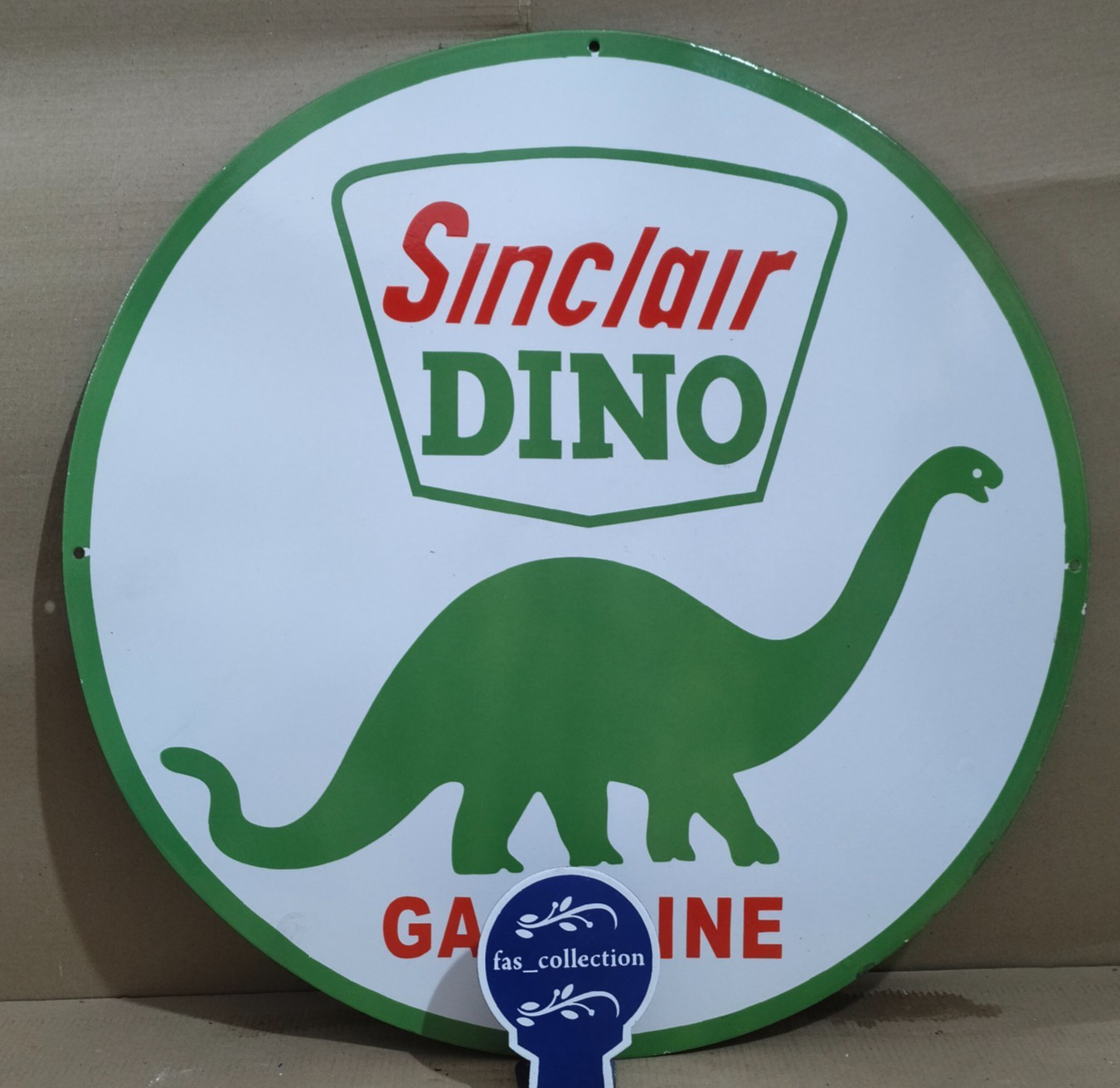 Sinclair Dino Gasoline Porcelain Enamel Sign 30 x 30 Inches 1 Sided