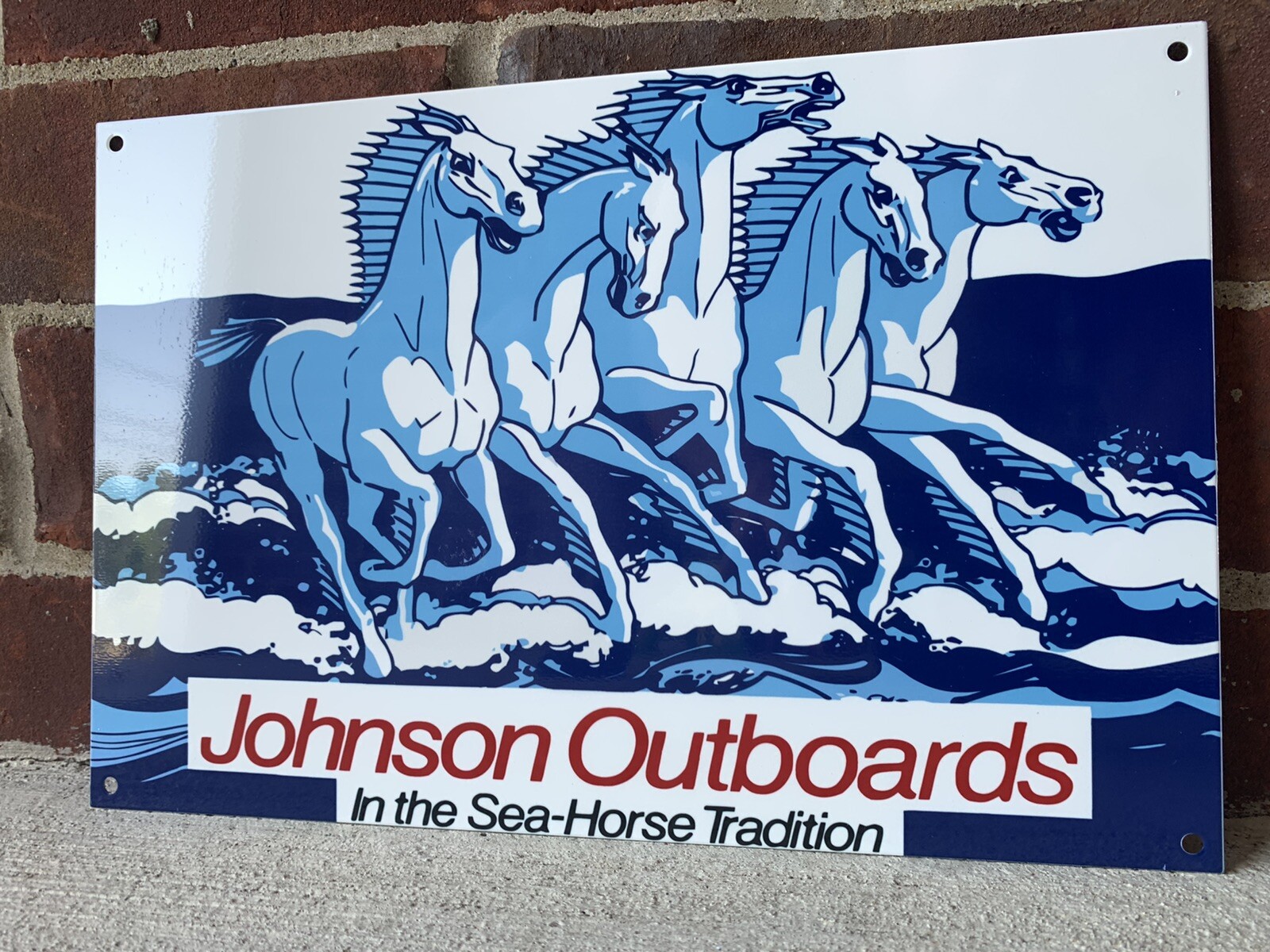 12in Johnson OUTBOARDS MARINE PRODUCTS OIL Gas Vintage Style Heavy Steel Sign
