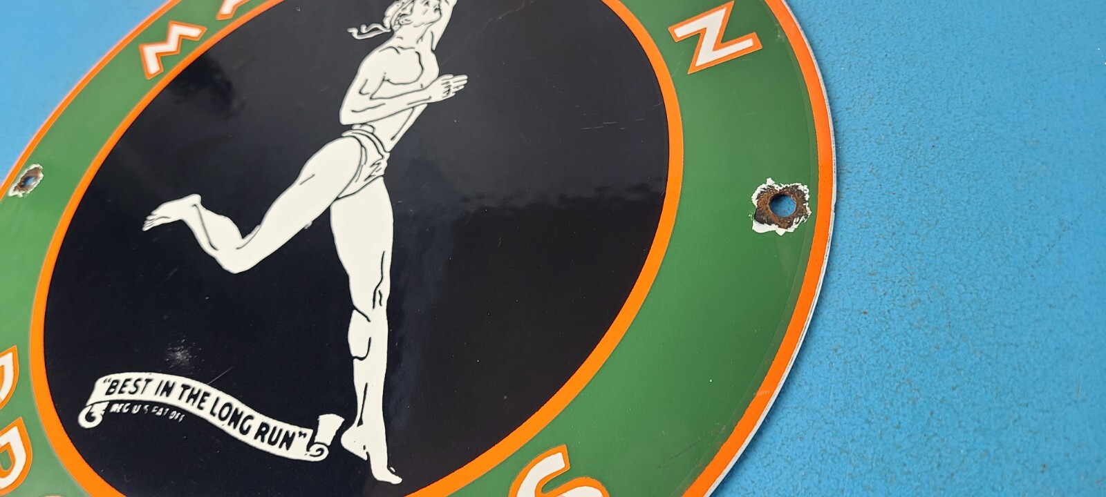 Vintage Marathon Products Sign – Gasoline Gas Motor Oil Pump Shop Porcelain Sign
