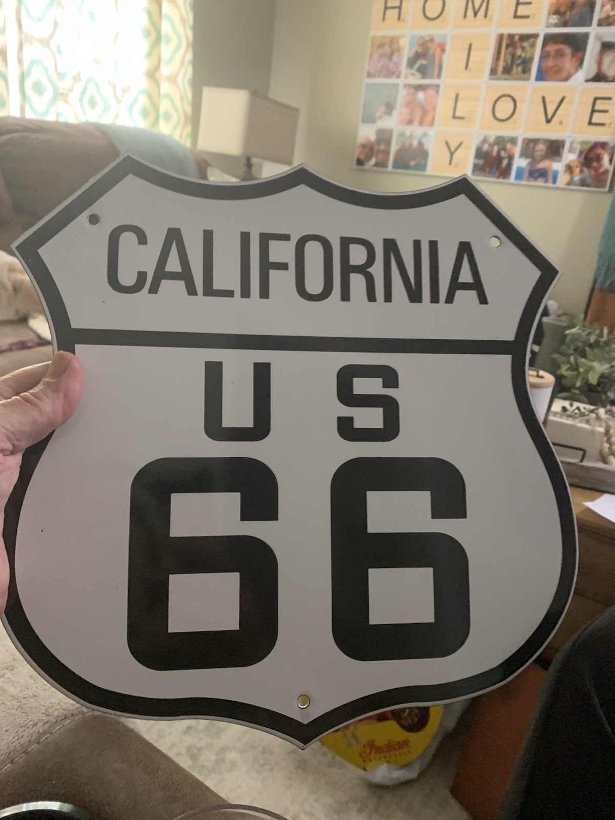 VINTAGE US ROUTE 66 CALIFORNIA U.S. 11 3/4″ PORCELAIN METAL GASOLINE OIL CA SIGN