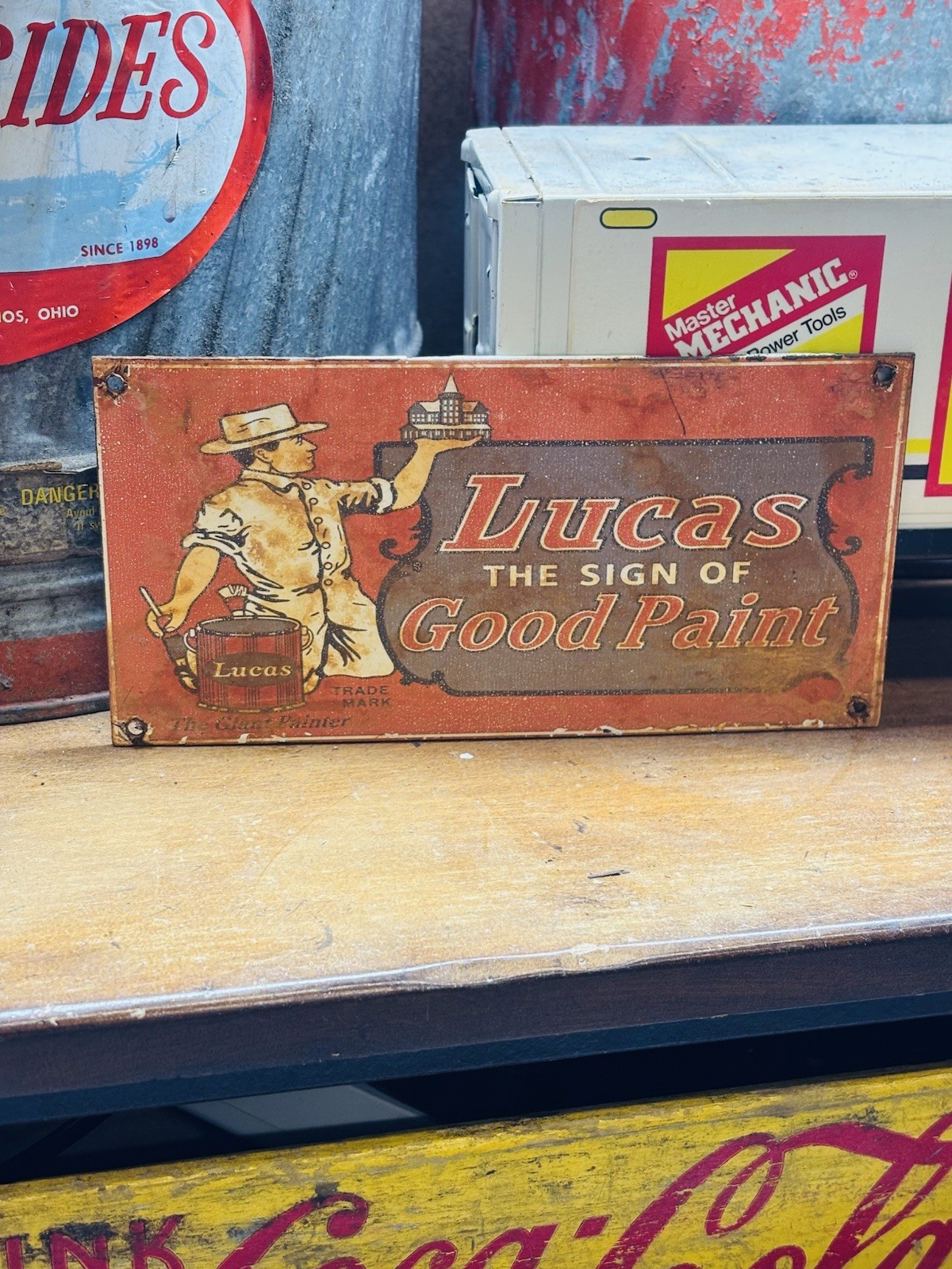 Lucas Porcelain Advertising Sign 8 inches