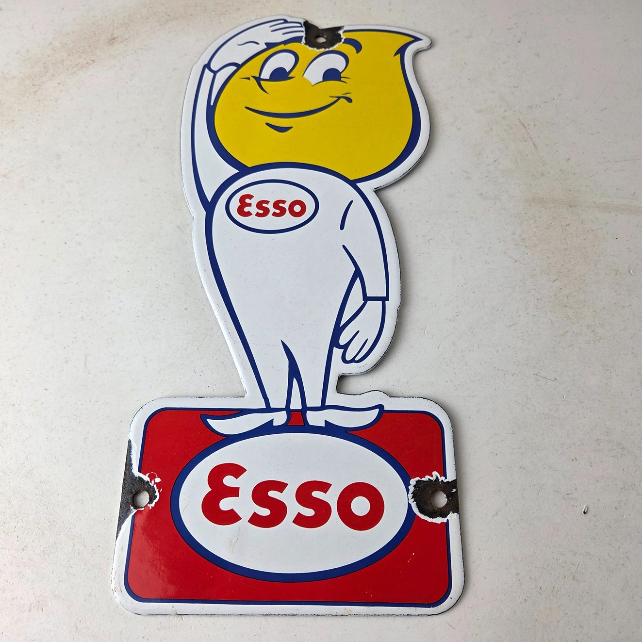 Vintage Esso Gasoline Porcelain Sign – Oil Drop Gas Service Station Auto Sign